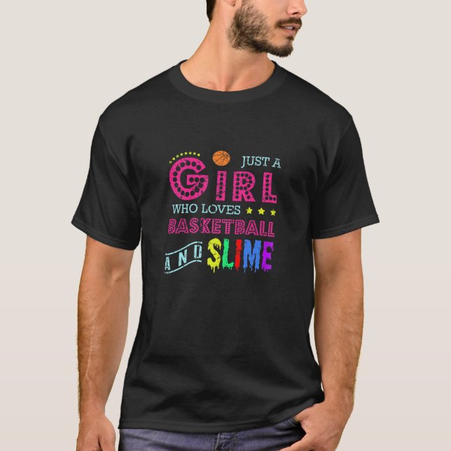 Camiseta Just A Girl Who Loves Basketball And Slime Sports (Frente)