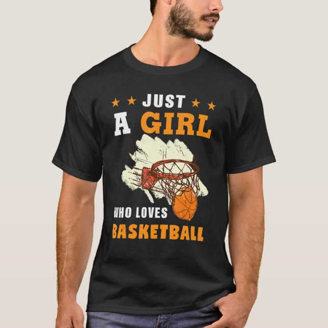 Camiseta Just a Girl Who Loves Basketball Mom Girl Back Sid (Frente)