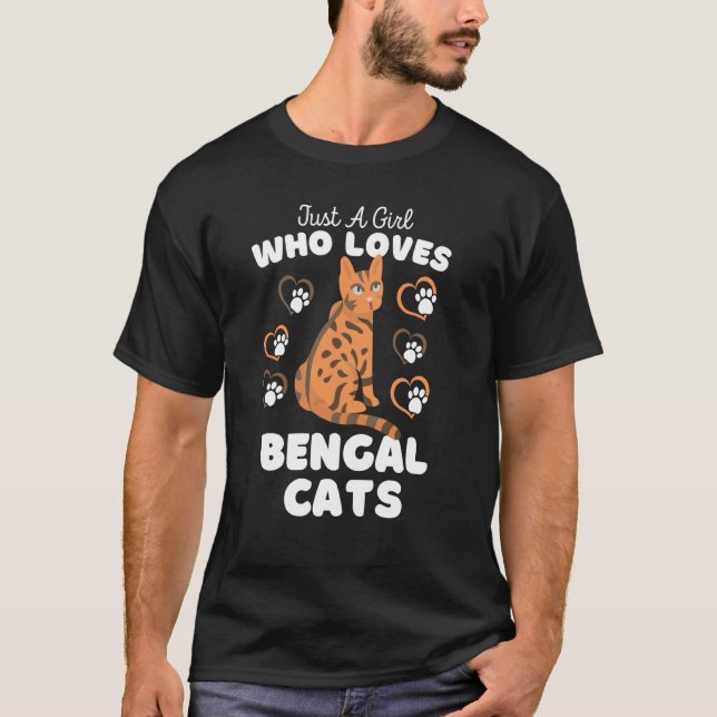 Camiseta Just A Girl Who Loves Bengal Cats Cute Cat Kids (Frente)