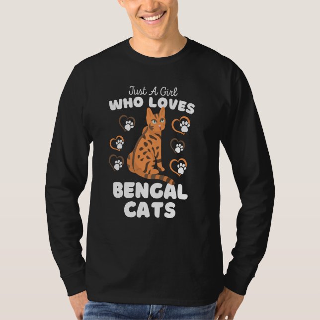Camiseta Just A Girl Who Loves Bengal Cats Cute Cat Kids (Frente)