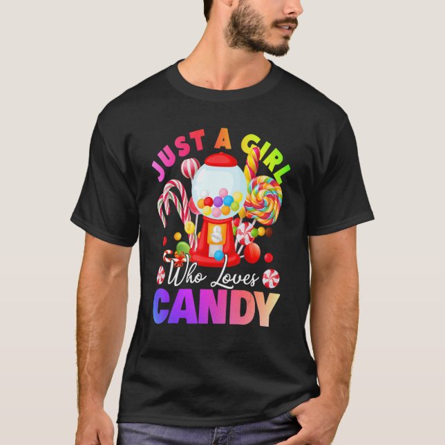 Camiseta Just A Girl Who Loves Candy Lollipop Sweet Tester  (Frente)