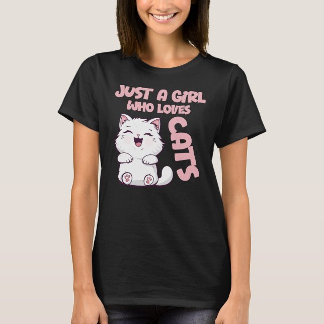 Camiseta Just A Girl Who Loves Cats  (Frente)