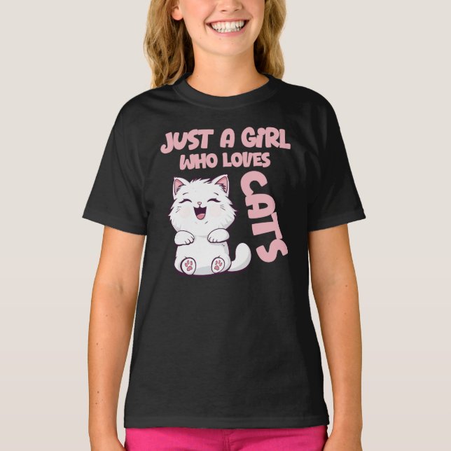 Camiseta Just A Girl Who Loves Cats  (Frente)