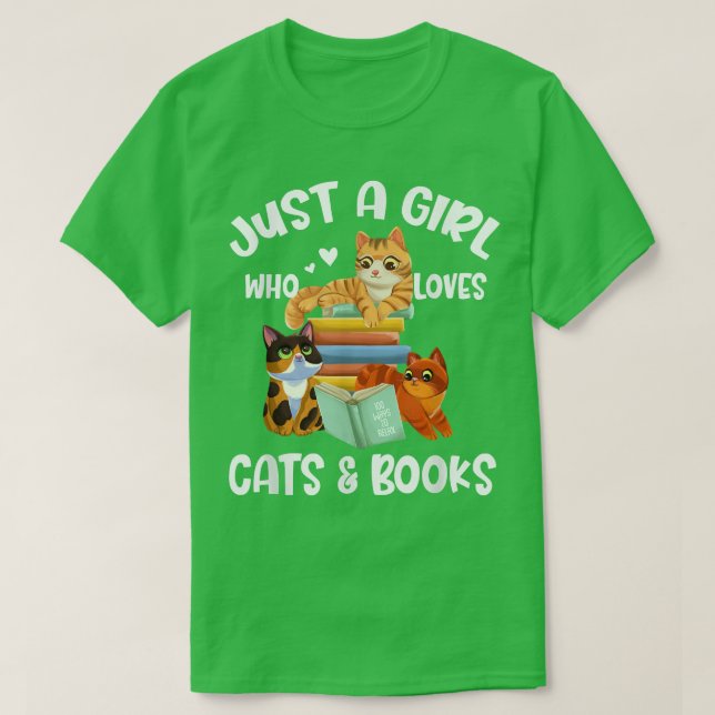 Camiseta Just A Girl Who Loves Cats & Books723 (Frente do Design)
