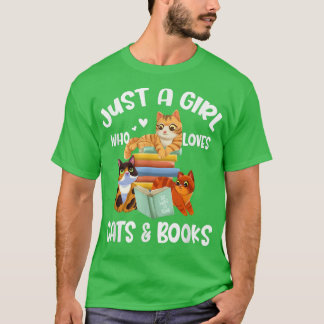 Camiseta Just A Girl Who Loves Cats & Books723