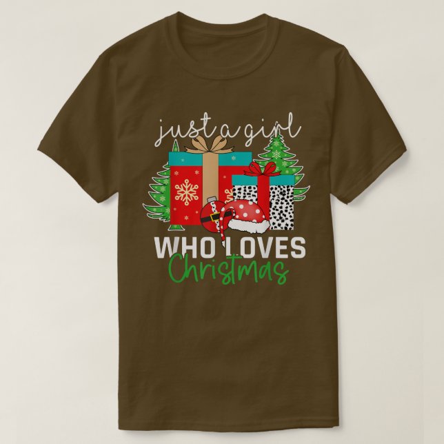 Camiseta Just a Girl Who Loves Christmas Xmas Holiday Pajam (Frente do Design)