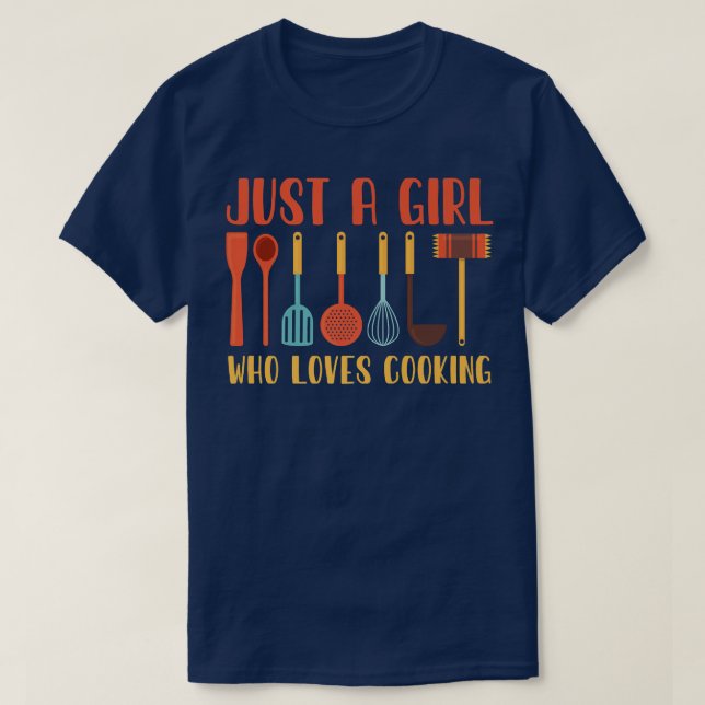 Camiseta just a girl who loves cooking lover great outfit f (Frente do Design)