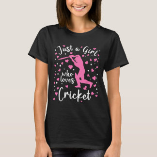 Camiseta Just A Girl Who Loves Cricket Pink Heart Cricketer