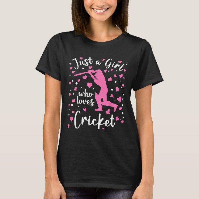 Camiseta Just A Girl Who Loves Cricket Pink Heart Cricketer (Frente)