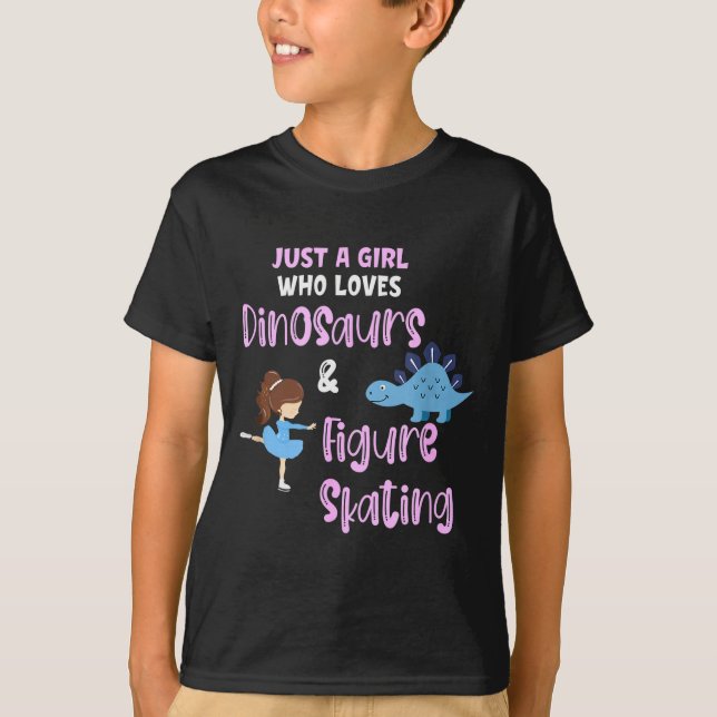 Camiseta Just A Girl Who Loves Dinosaurs And Figure Skating (Frente)