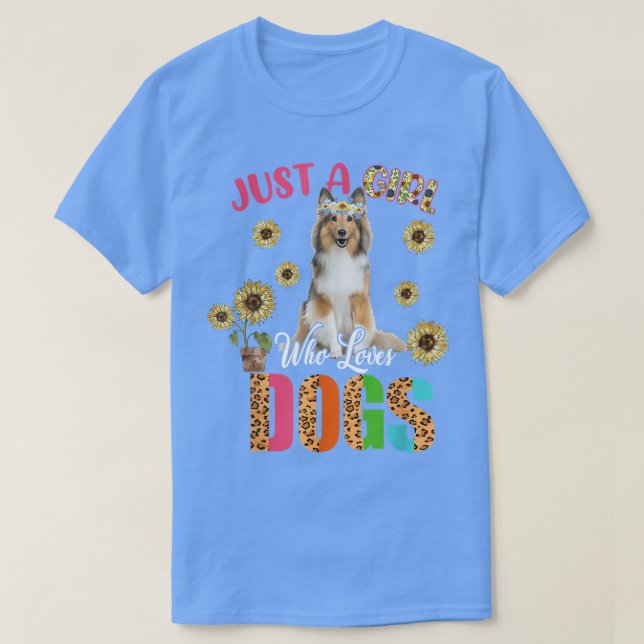 Camiseta Just A Girl Who Loves Dogs Cute Sunflowers Dogs Fa (Frente do Design)