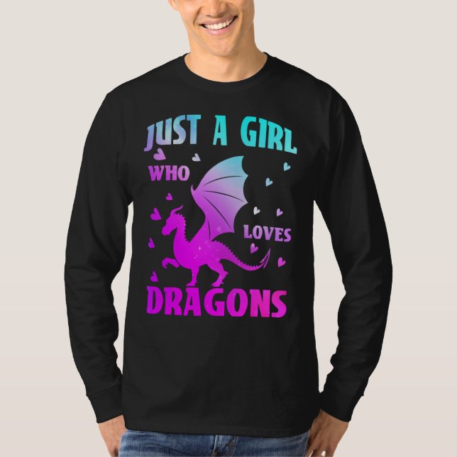 Camiseta Just A Girl Who Loves Dragons Hearts Dragon Girls (Frente)