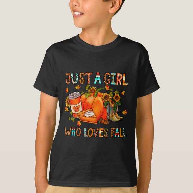 Camiseta Just A Girl Who Loves Fall Pumpkin Cozy Thanksgivi (Frente)