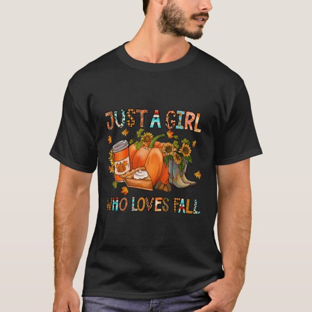 Camiseta Just A Girl Who Loves Fall Pumpkin Cozy Thanksgivi (Frente)