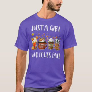 Camiseta Just A Girl Who Loves Fall Pumpkin Spice Coffee La