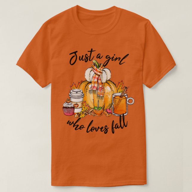 Camiseta Just a Girl Who Loves Fall Pumpkin Women Autumn Th (Frente do Design)