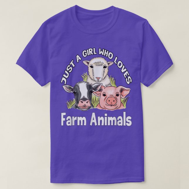 Camiseta Just A Girl Who Loves Farm Animals Cow Sheep Pig V (Frente do Design)