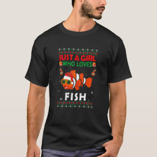 Camiseta Just A Girl Who Loves Fish Matching Christmas Paja