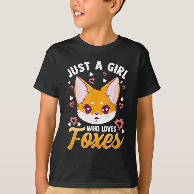 Camiseta Just A Girl Who Loves Foxes Kids Girls Cute Fox (Frente)