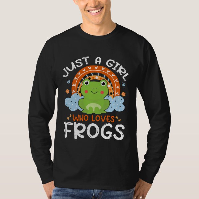 Camiseta Just A Girl Who Loves Frogs Cute Frog Flowers Rain (Frente)
