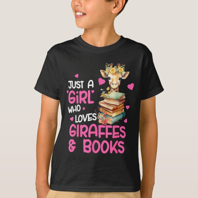 Camiseta Just A Girl Who Loves Giraffes And Books Cute Read (Frente)