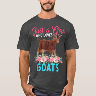 Camiseta Just A Girl Who Loves Goats Floral Flower Goat Far