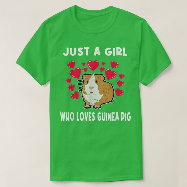 Camiseta Just A Girl Who Loves Guinea Pig Pink Hearts Arts  (Frente do Design)