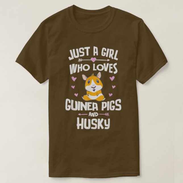 Camiseta Just A Girl Who Loves Guinea Pigs And Husky  (Frente do Design)