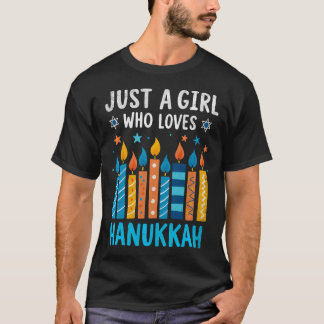 Camiseta Just A Girl Who Loves Hanukkah 2024 Menorah Jewish