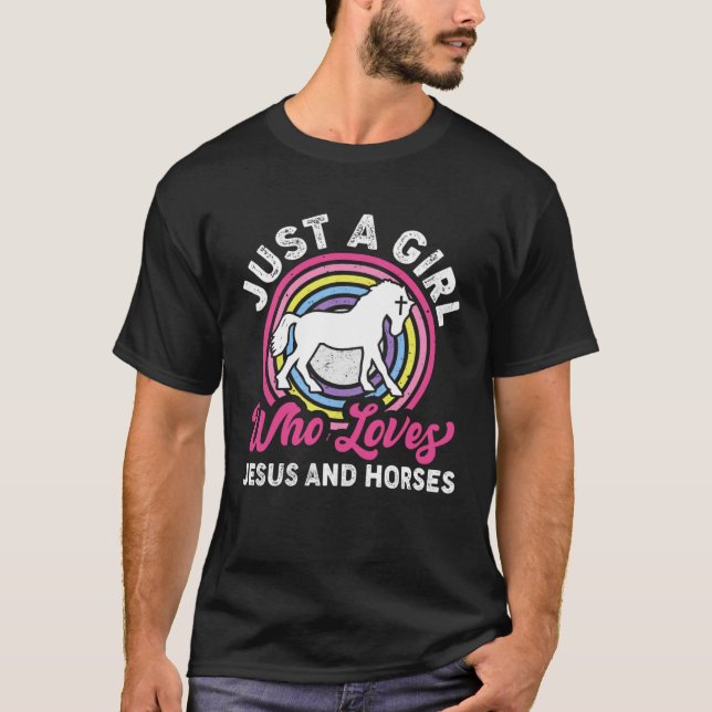 Camiseta Just A Girl Who Loves Jesus And Horses  Girls Wome (Frente)