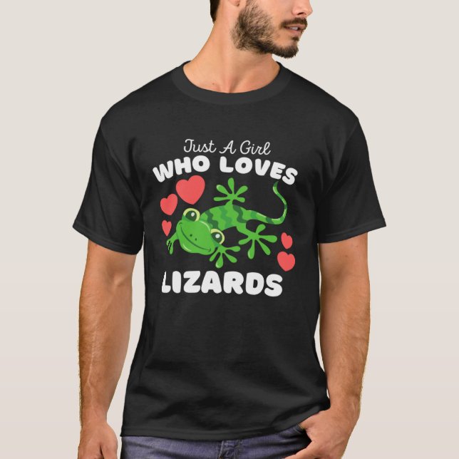 Camiseta Just A Girl Who Loves Lizards  Cute Girls Lizard (Frente)