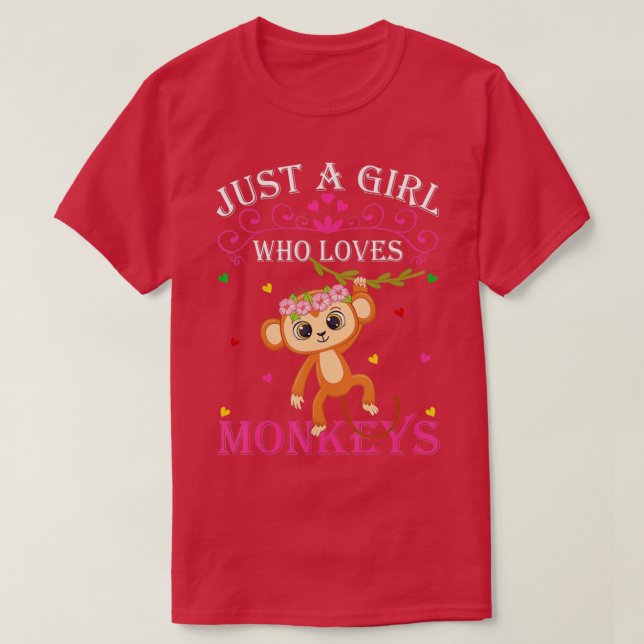 Camiseta Just A Girl Who Loves Monkeys Cute Monkey Lover Ki (Frente do Design)
