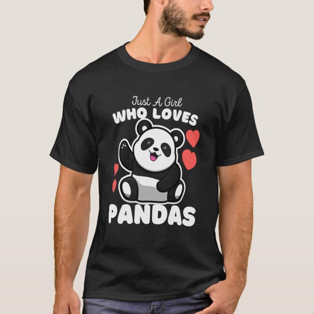 Camiseta Just A Girl Who Loves Pandas Cute Panda Bear Kids (Frente)