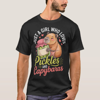 Camiseta Just A Girl Who Loves Pickles And Capybaras Funny 