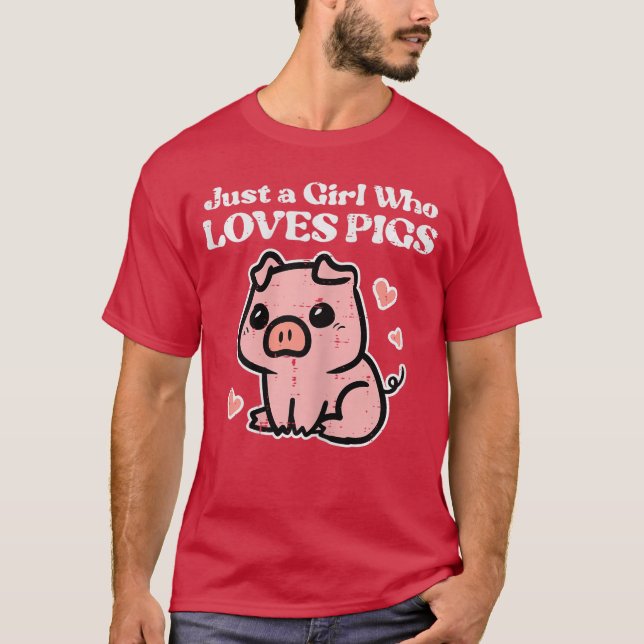 Camiseta Just A Girl Who Loves Pigs Cute Hog Swineoddler Gi (Frente)
