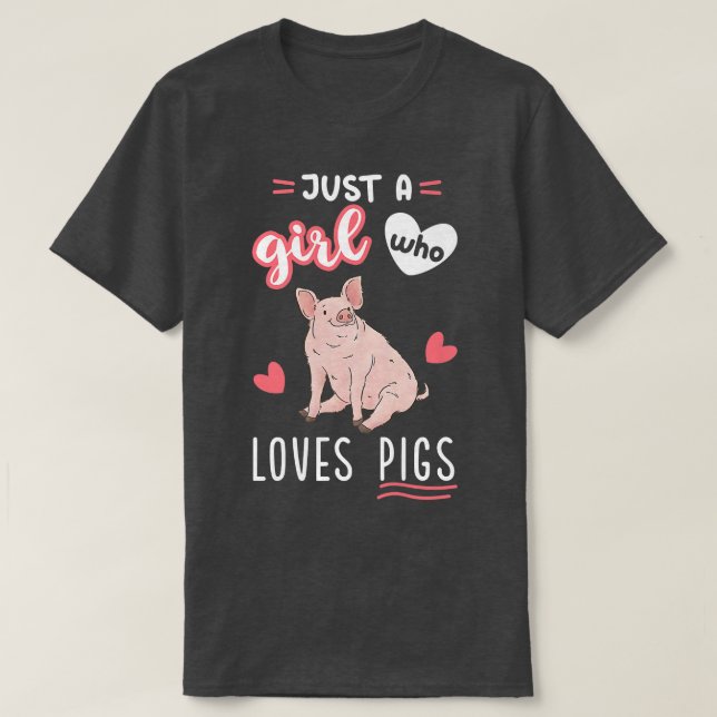 Camiseta Just A Girl Who Loves Pigs Farm Animal Premium  (Frente do Design)