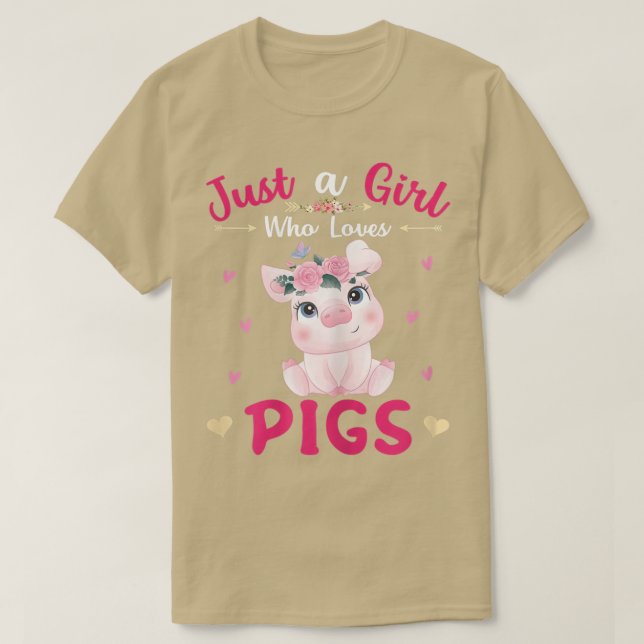 Camiseta Just A Girl Who Loves PigsCute Pigs Lover Girls Ki (Frente do Design)