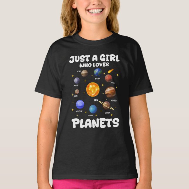 Camiseta Just A Girl Who Loves Planets Solar System (Frente)