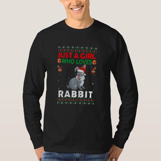 Camiseta Just A Girl Who Loves Rabbit Matching Christmas Pa (Frente)