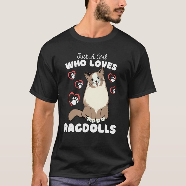 Camiseta Just A Girl Who Loves Ragdolls Cute Kitten Kids (Frente)