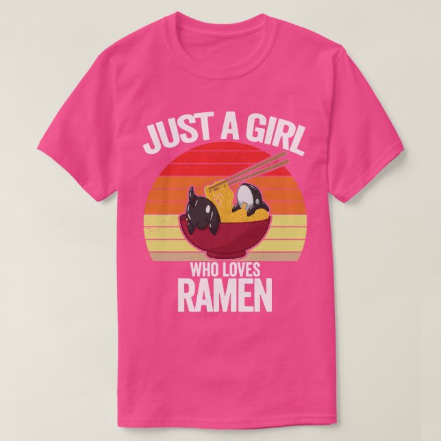 Camiseta Just a Girl Who Loves Ramen Orca Whale Shirt Kids  (Frente do Design)