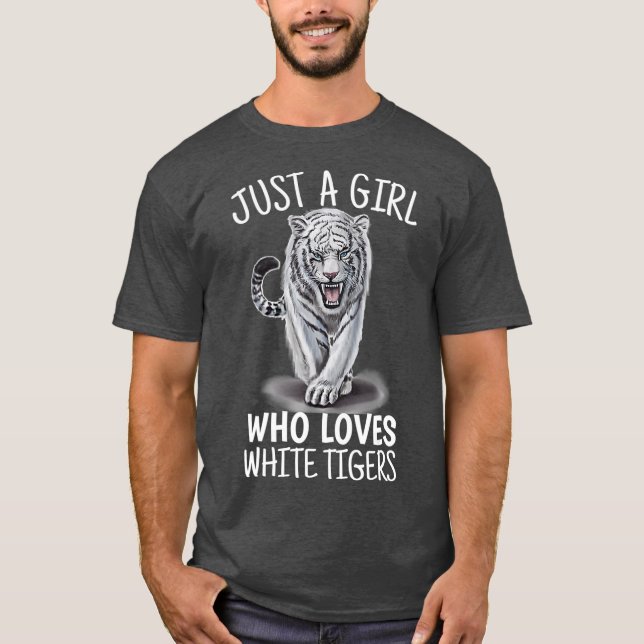 Camiseta Just a Girl who Loves Tigers  White Tigers Gift (Frente)
