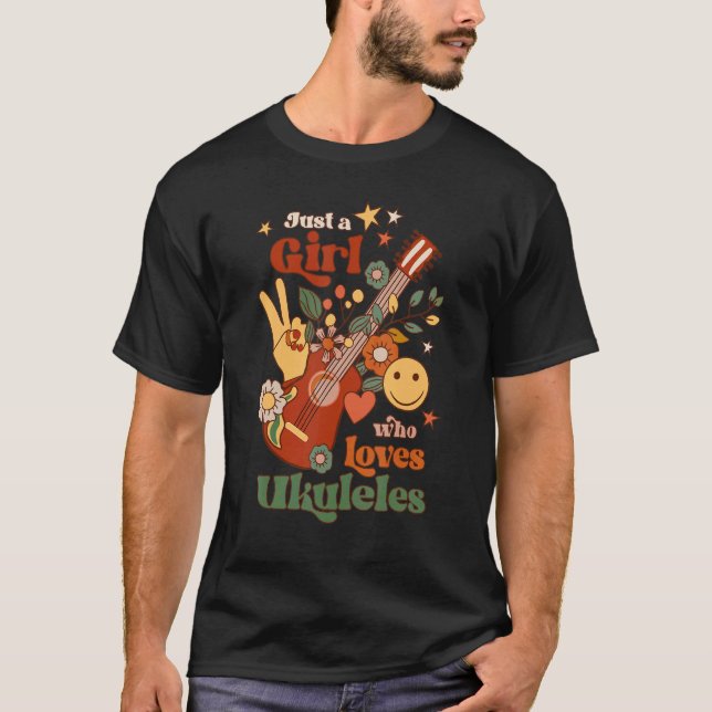 Camiseta Just A Girl Who Loves Ukulele Groovy Uke Player Mu (Frente)