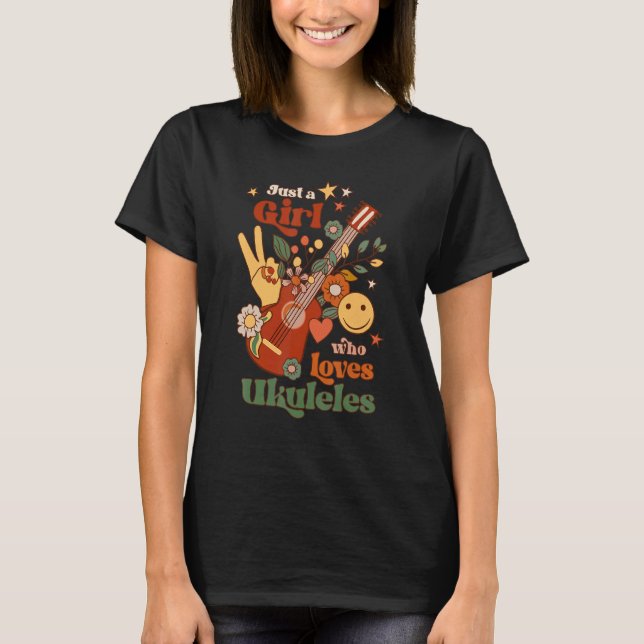 Camiseta Just A Girl Who Loves Ukulele Groovy Uke Player Mu (Frente)