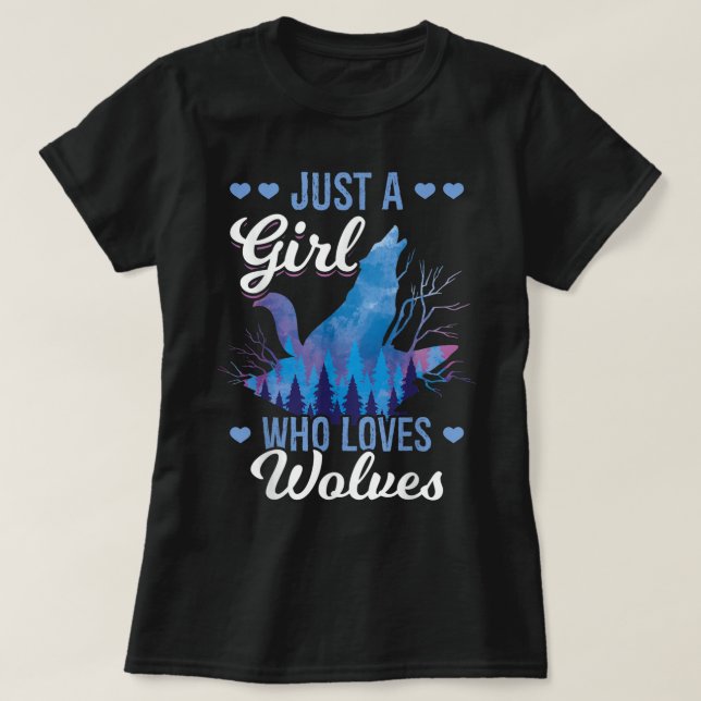 Camiseta Just a Girl Who Loves Wolves (Frente do Design)