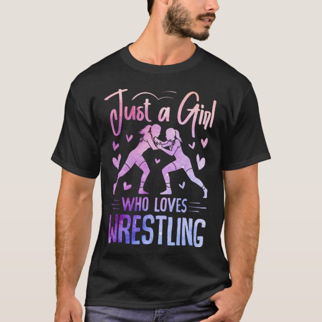 Camiseta Just A Girl Who Loves Wrestling Submission Mat Spo (Frente)