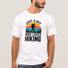 Camiseta Just a Guy Who Loves Hiking Retro Sunset T-Shirt