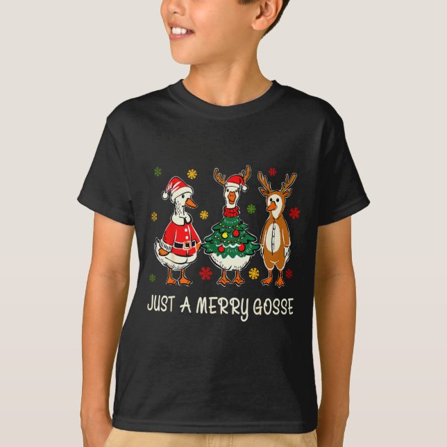 Camiseta Just A Jolly Cute Goose Funny Merry Goosemas Chris (Frente)