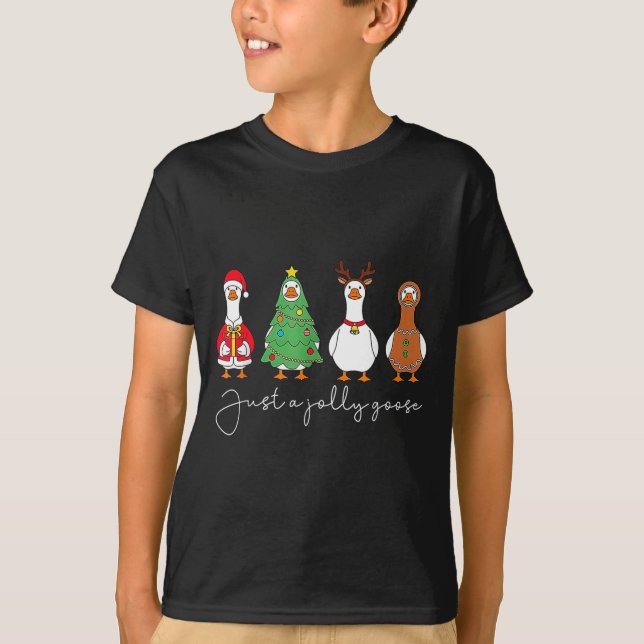 Camiseta Just A Jolly Cute Goose Funny Merry Goosemas Chris (Frente)