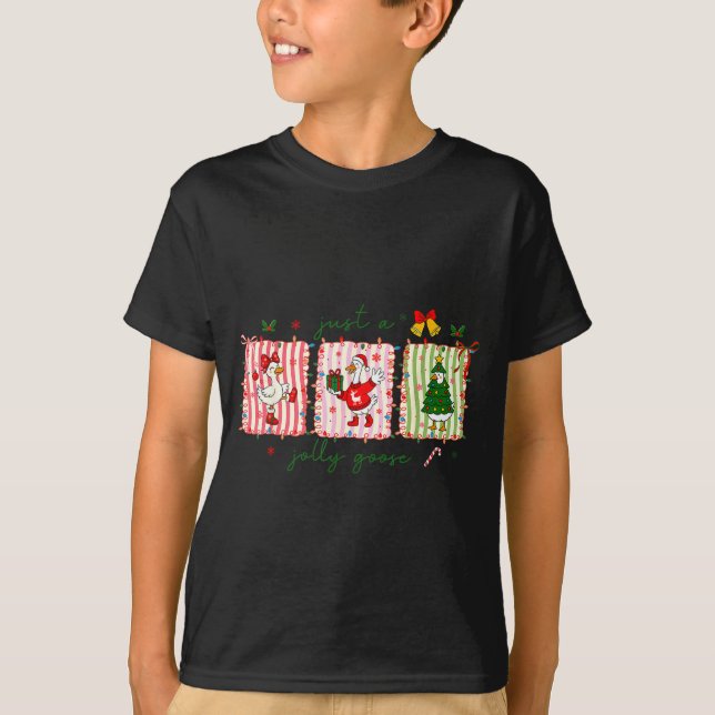 Camiseta Just A Jolly Goose Christmas Lights Ne Bow Coquett (Frente)